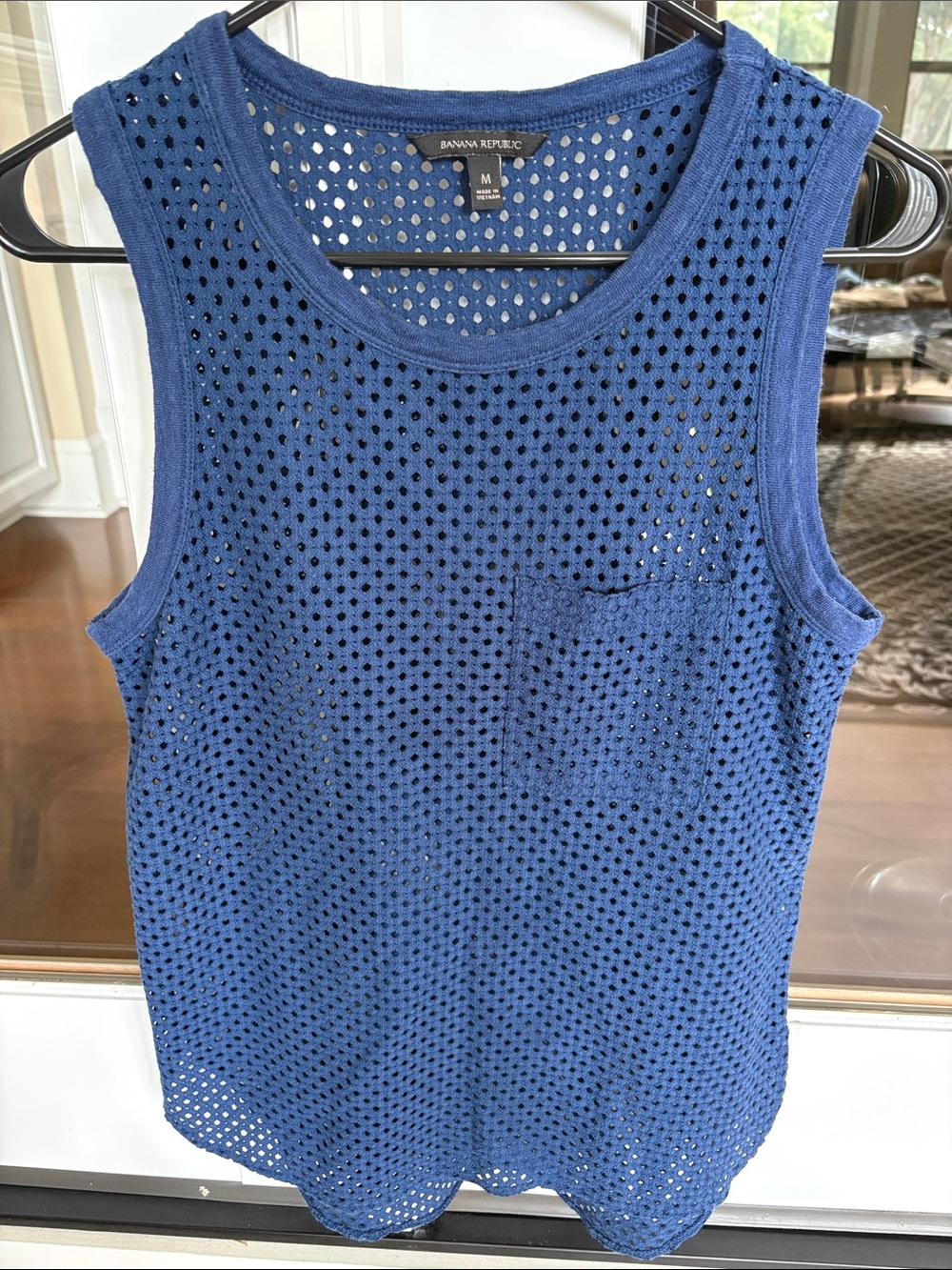 Banana Republic Royal Blue Open-Knit Tank Top